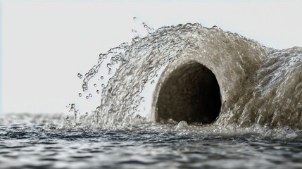 hazardous sewage river  isolated on white