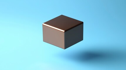 Obraz premium Brown cube against blue background