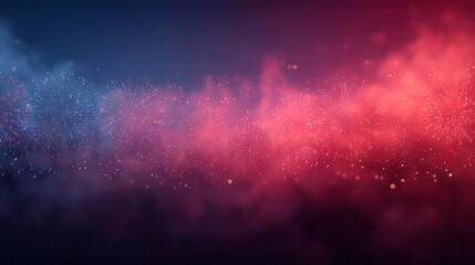 Digital Nomad Lifestyle Blending Relaxation with Remote Freedom, Vibrant fireworks display against a gradient background of red and blue hues.