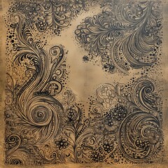 Hennainspired intricate motifs overlaying a subtle textured background square detailed and isolated