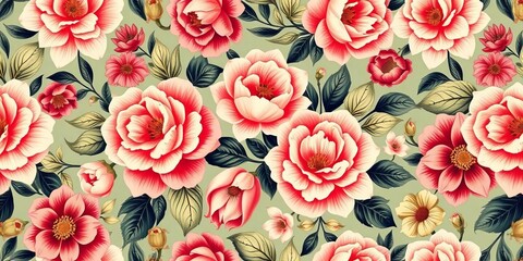 Naklejka premium Elegant vintage floral seamless pattern in vector format, perfect for wallpaper and textile applications, seamless vector, botanical