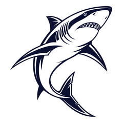 Fototapeta premium Dark Blue Shark Silhouette Dynamic Vector Graphic illustration