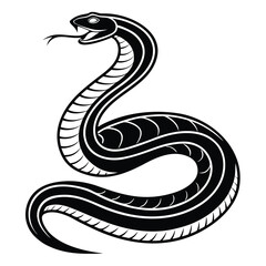 Fototapeta premium Black Snake Silhouette Illustration Coiled Serpent