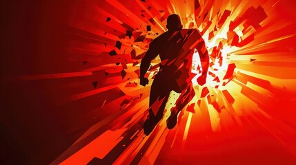 high energy silhouette burst with jagged angular outlines and bold shadow contrast