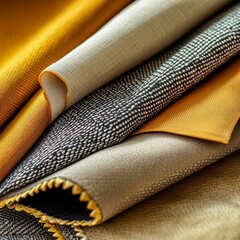Highcontrast fabric swatches arranged in an abstract modern composition stylish and isolated