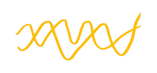 Yellow ink pen line, underline, isolated on transparent background. Simple ink pen scribble effect, perfect for business and school presentation design.