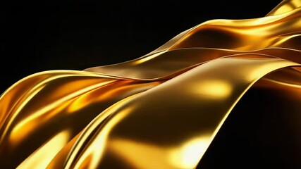 Golden silk fabric flowing on black background - Powered by Adobe