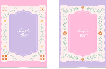 パステルカラーの女性的なギフトカードの背景　ラッピング　デザイン　ピンク　水色　パープル