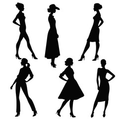 Elegant female silhouettes fashion poses models women