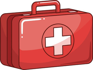 Fototapeta premium A cartoon illustration of a classic red first-aid kit.