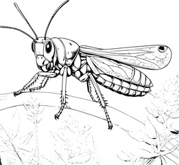 Grasshopper Coloring Page for Kids