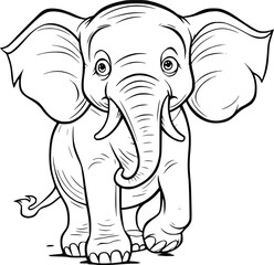 Happy Elephant Coloring Page Drawing For Kids
