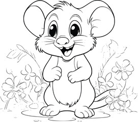 Happy Mouse Coloring Pages Drawing For Kids