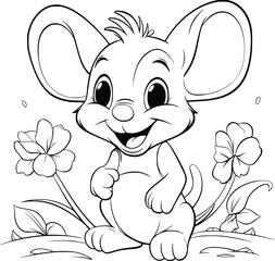 Happy Mouse Coloring Pages Drawing For Kids