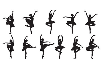 Elegant Ballet Dancer Silhouettes in Various Poses