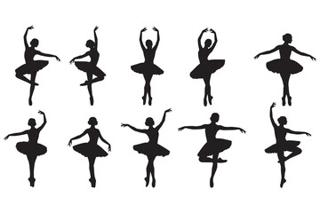Elegant Ballet Dancer Silhouettes in Various Poses