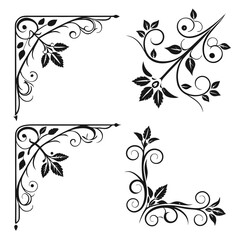 Ornamental floral corner designs decorative flourish