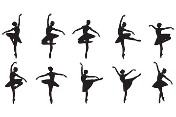 Elegant Ballet Dancer Silhouettes in Various Poses