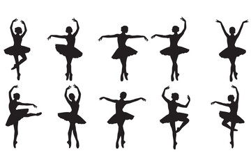 Naklejka premium Elegant Ballet Dancer Silhouettes in Various Poses