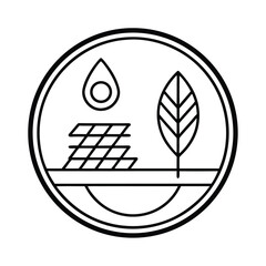 Duo Weight Lines Forming A Vertical Stack With Leafy Branch For Nature And Eco Friendly Balance vector line art on white background