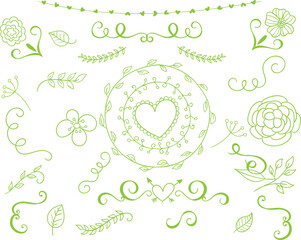 hand drawn  Line Art Vector Florals collection