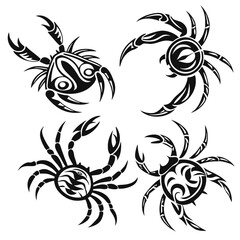 Tribal crab designs black ink tattoo