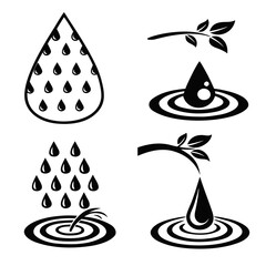 Water drop and ripple pattern elements drops liquid