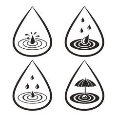 Water drops ripple patterns umbrella protection splash