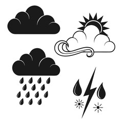 Weather icons cloud rain sun lightning vector