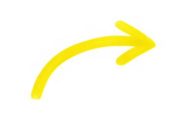Curved yellow hand-drawn arrow pointing rightward, highlighting directional guidance against transparent backdrop