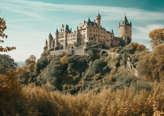 A castle in cologne germany in the style of mountains
