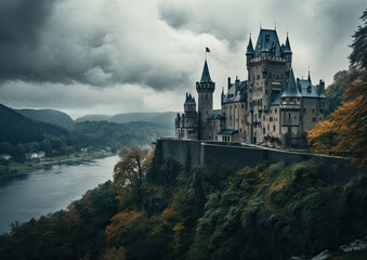 A castle in cologne germany in the style of mountains