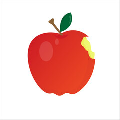 vector illustration of a bitten red apple