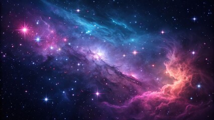 Naklejka premium Vibrant cosmic nebula with starry expanse