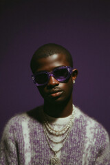 Man with Purple Sunglasses and Jewelry