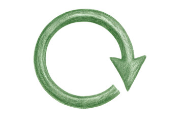 Green recycling arrow forming a perfect circle, symbolizing circular economy and environmental sustainability, on a transparent background