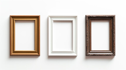 3 empty wooden picture frames