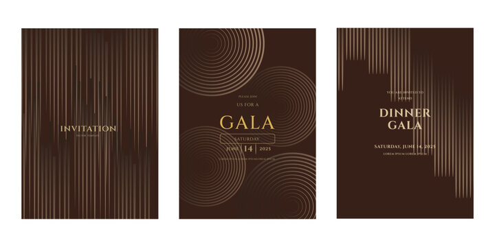 Elegant Dinner Gala Invitation Templates Brown, Gold, Geometric