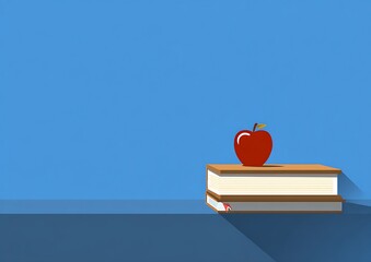 Apple and books simple still life