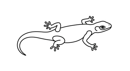 Fototapeta premium A simple illustration of a lizard outline in black and white against a plain background