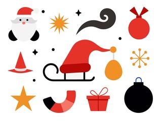 Photo of christmas ornaments and decorations isolated on white background