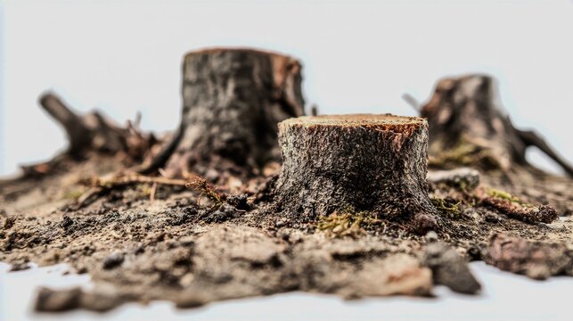 lethal deforested area  isolated on white