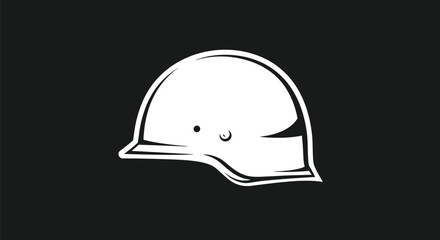 Fototapeta premium Simple white helmet illustration on a black background suitable for several design uses