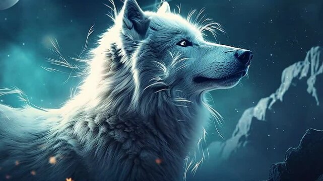 Galaxy Version of withe wolf world ,ai generative