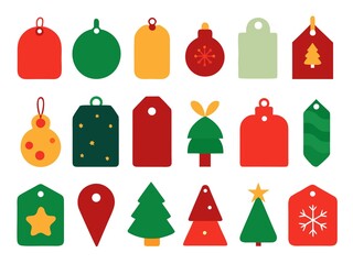 Photo of colorful christmas tags and labels for holiday gifts