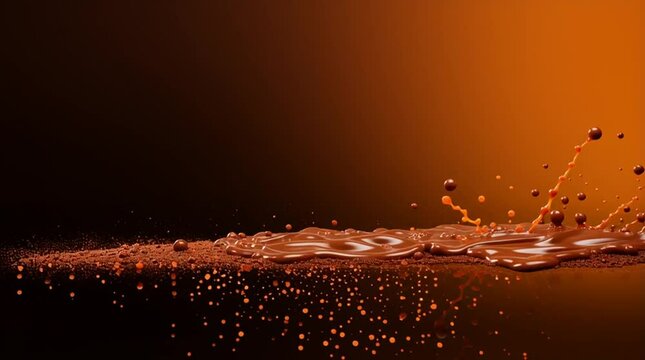 Delicious chocolate melting effect displayed in corner against minimal color background

