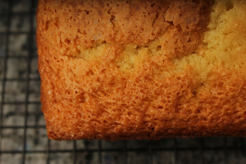 Freshly Baked Pound Cake in Warm, Casual Kitchen Environment