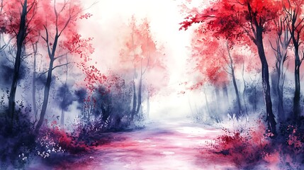 Forest path painting