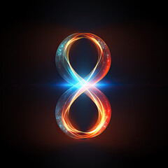 Abstract glowing light trace in infinite symbol
