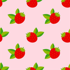Seamless pattern with cute strawberry.